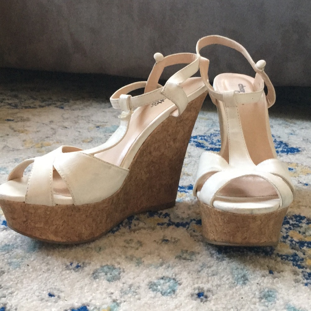 White Cork Wedges OBO